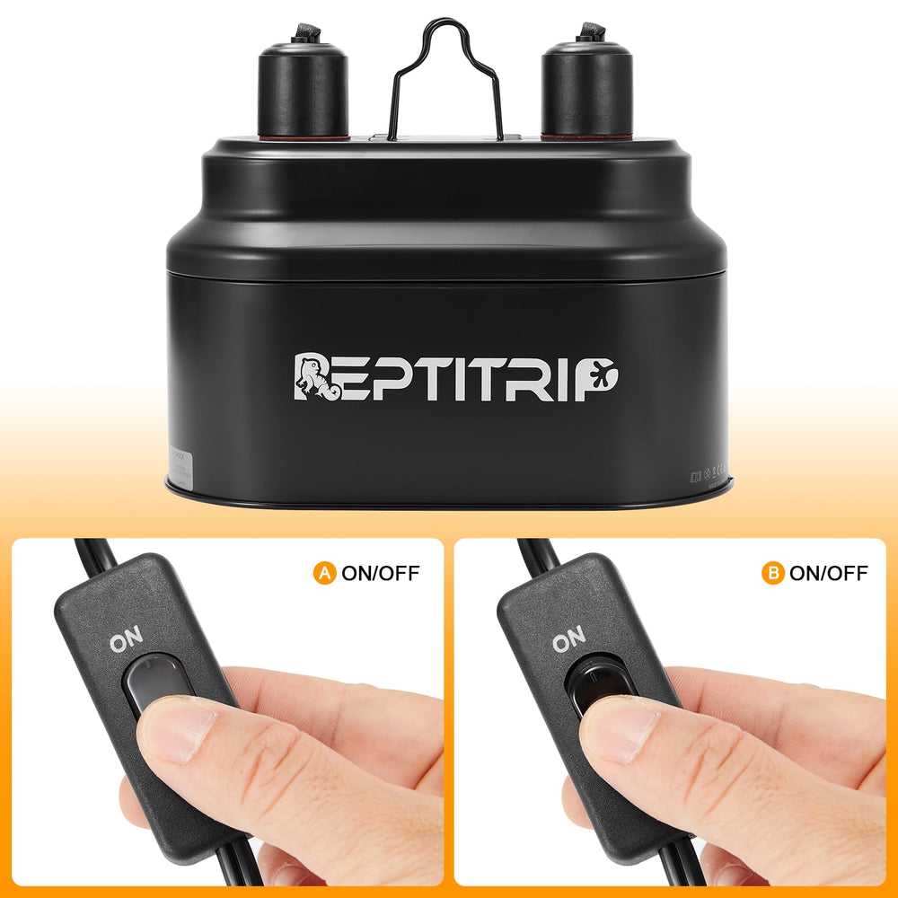 REPTITRIP fixture demonstrates compatibility with UVB and heat lamps up to 160W.