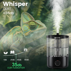 REPTITRIP 1-gallon humidifier 4L reservoir sustains humidity for days with fewer refills.