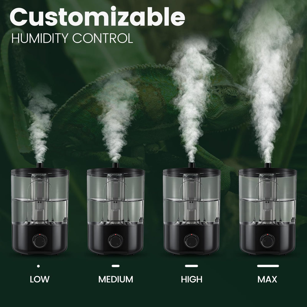 REPTITRIP 1-gallon humidifier with leakproof tank prevents spills in reptile enclosures.