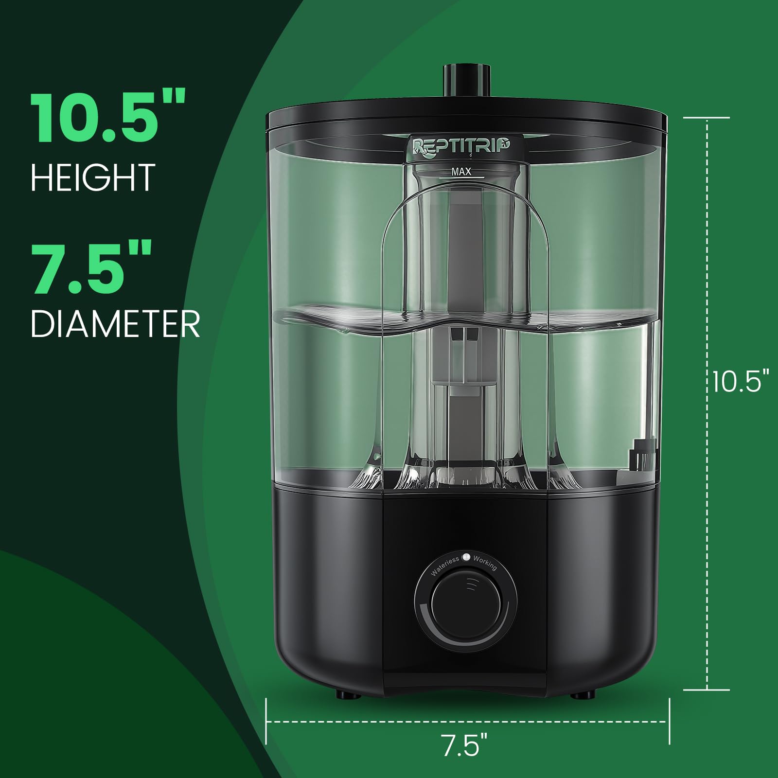REPTITRIP 1-gallon humidifier maintains 50-95% humidity across terrariums.