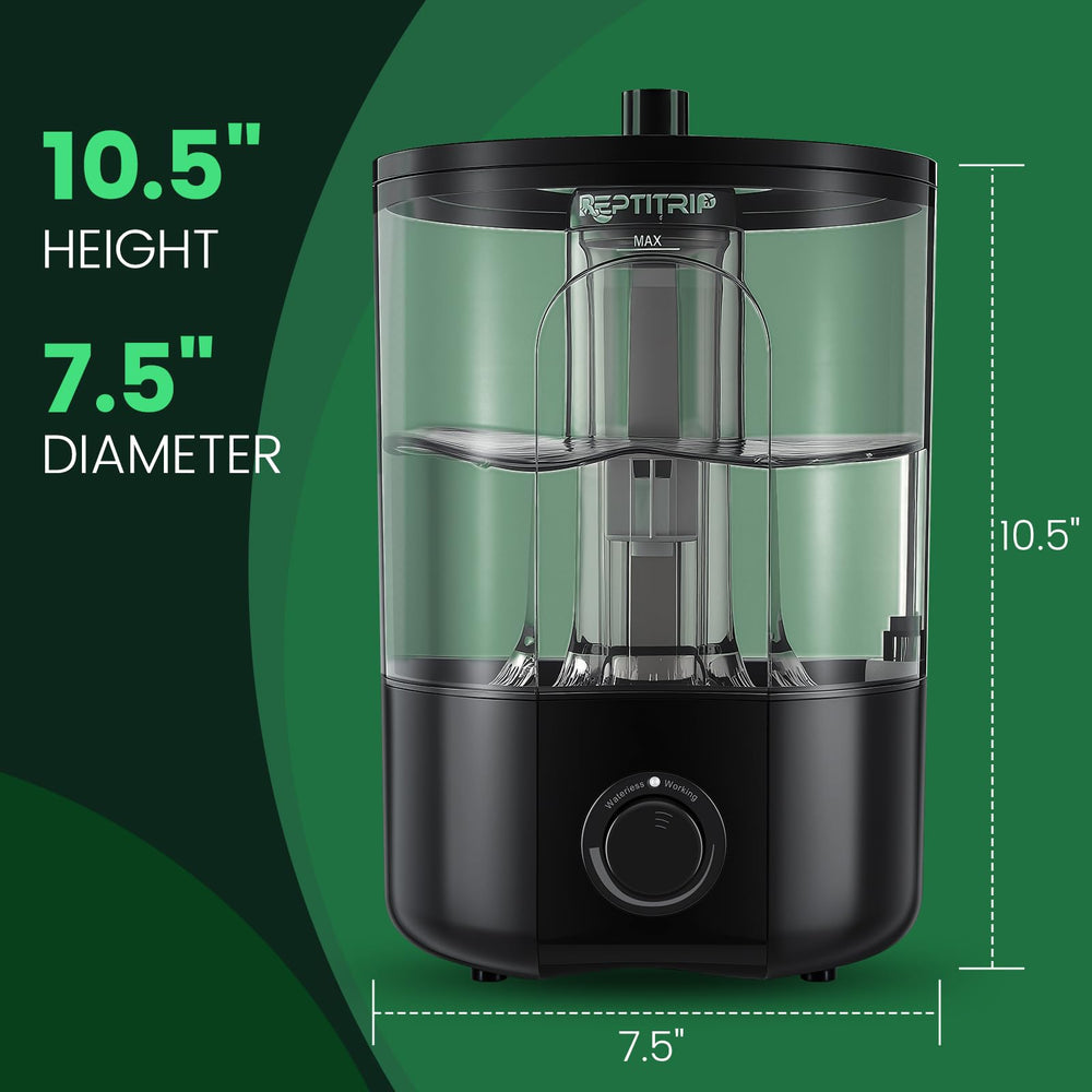 REPTITRIP 1-gallon humidifier maintains 50-95% humidity across terrariums.