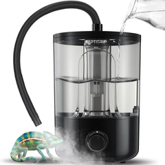 REPTITRIP 1-gallon humidifier emits ultrafine mist for steady terrarium humidity.