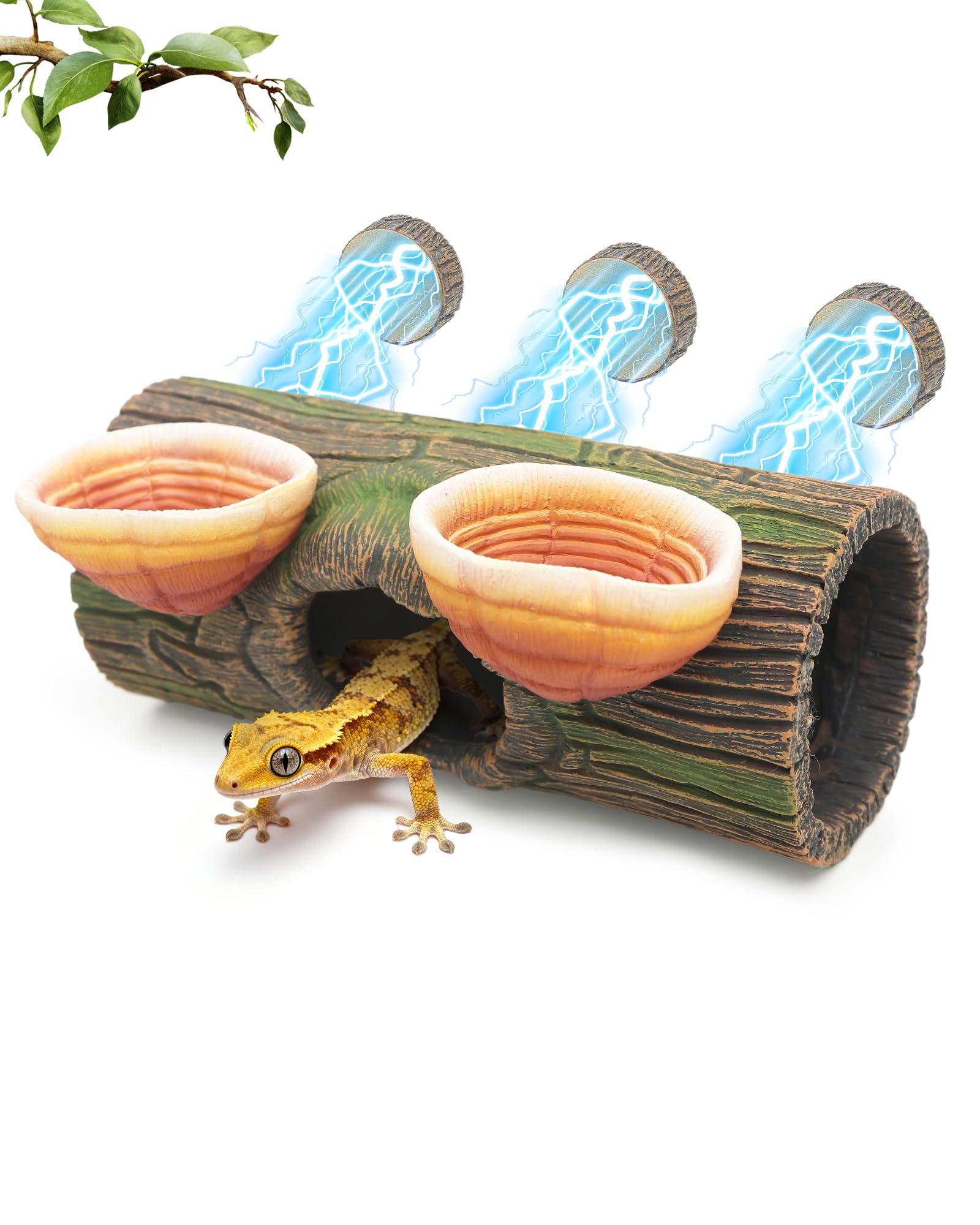 REPTITRIP 2in1 magnetic gecko hide front view showing natural shelter.