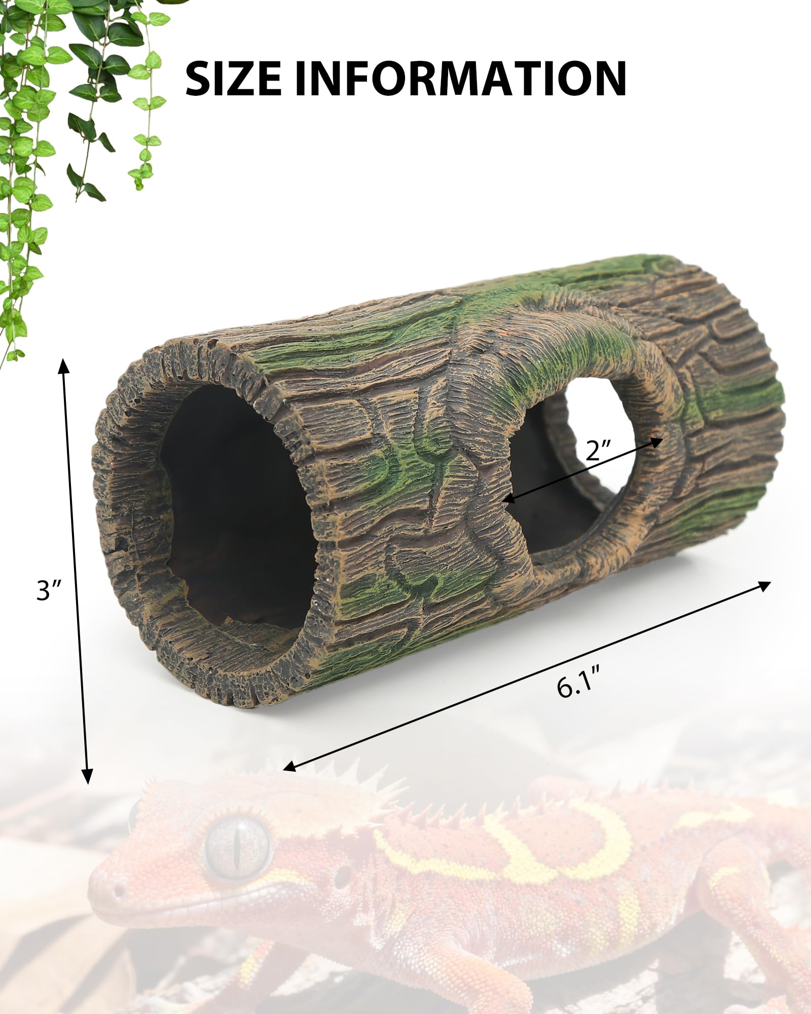 REPTITRIP arboreal reptile hide resin log supports stress-free hiding and observation.