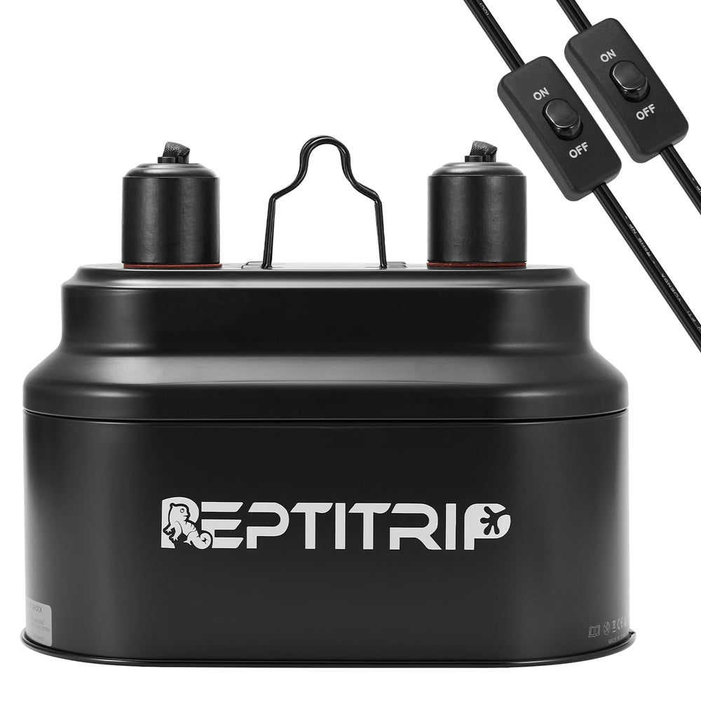 REPTITRIP dual fixture top view shows independent switches for heat and UVB control.