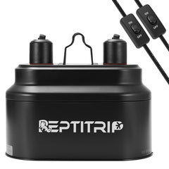 REPTITRIP dual fixture top view shows independent switches for heat and UVB control.