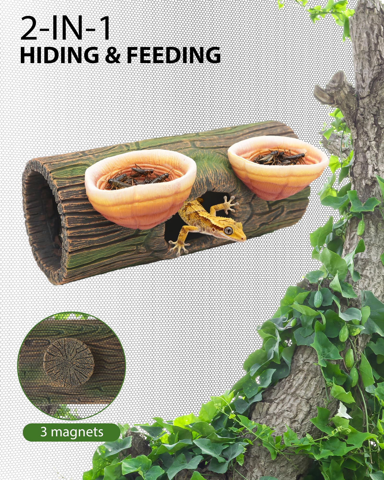 REPTITRIP dual bowls side view for easy feeding and watering.