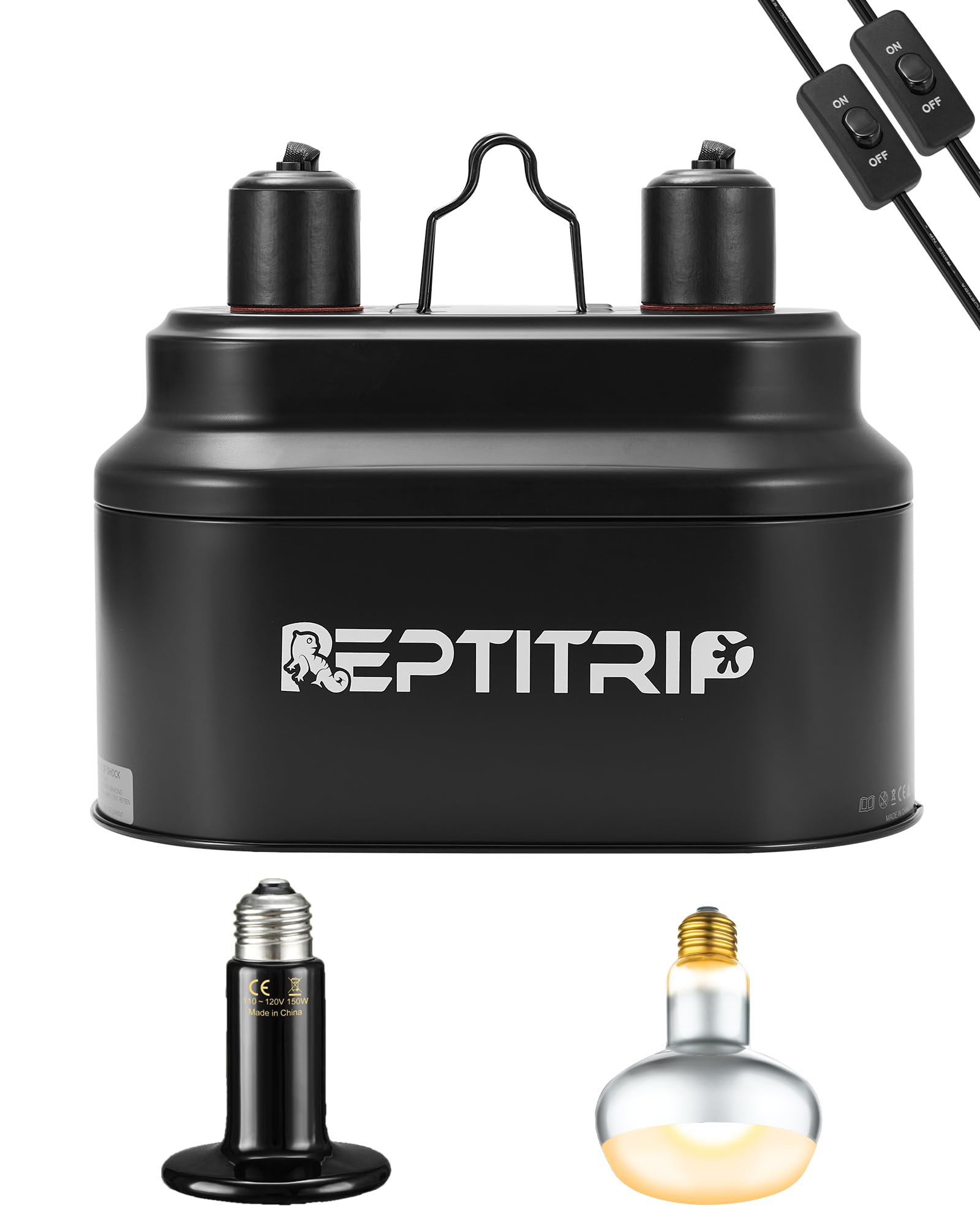 REPTITRIP dual light fixture front view for even heat distribution.