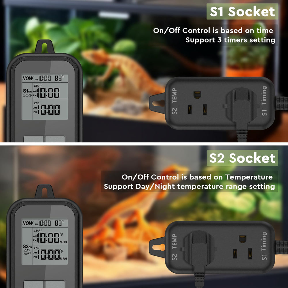 REPTITRIP dual-socket setup showing independent power and sensor wiring