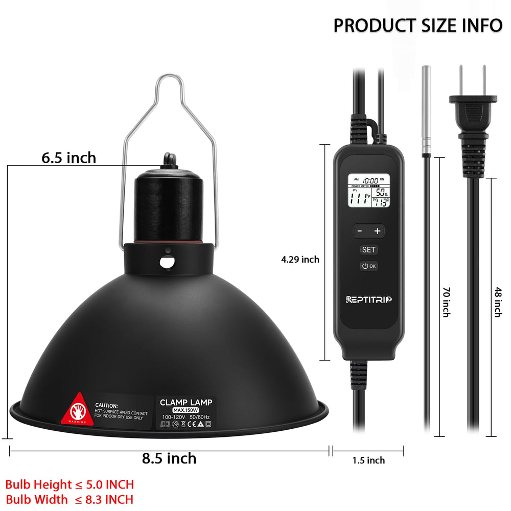 REPTITRIP E26 ceramic holder supports up to 150W non-light emitting heat lamps.