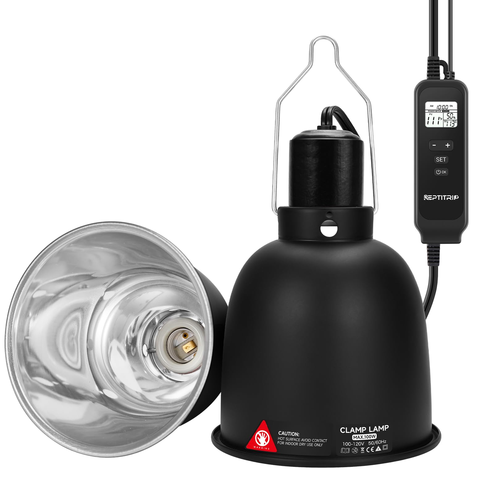 REPTITRIP heat lamp front view highlights reliable terrarium warmth