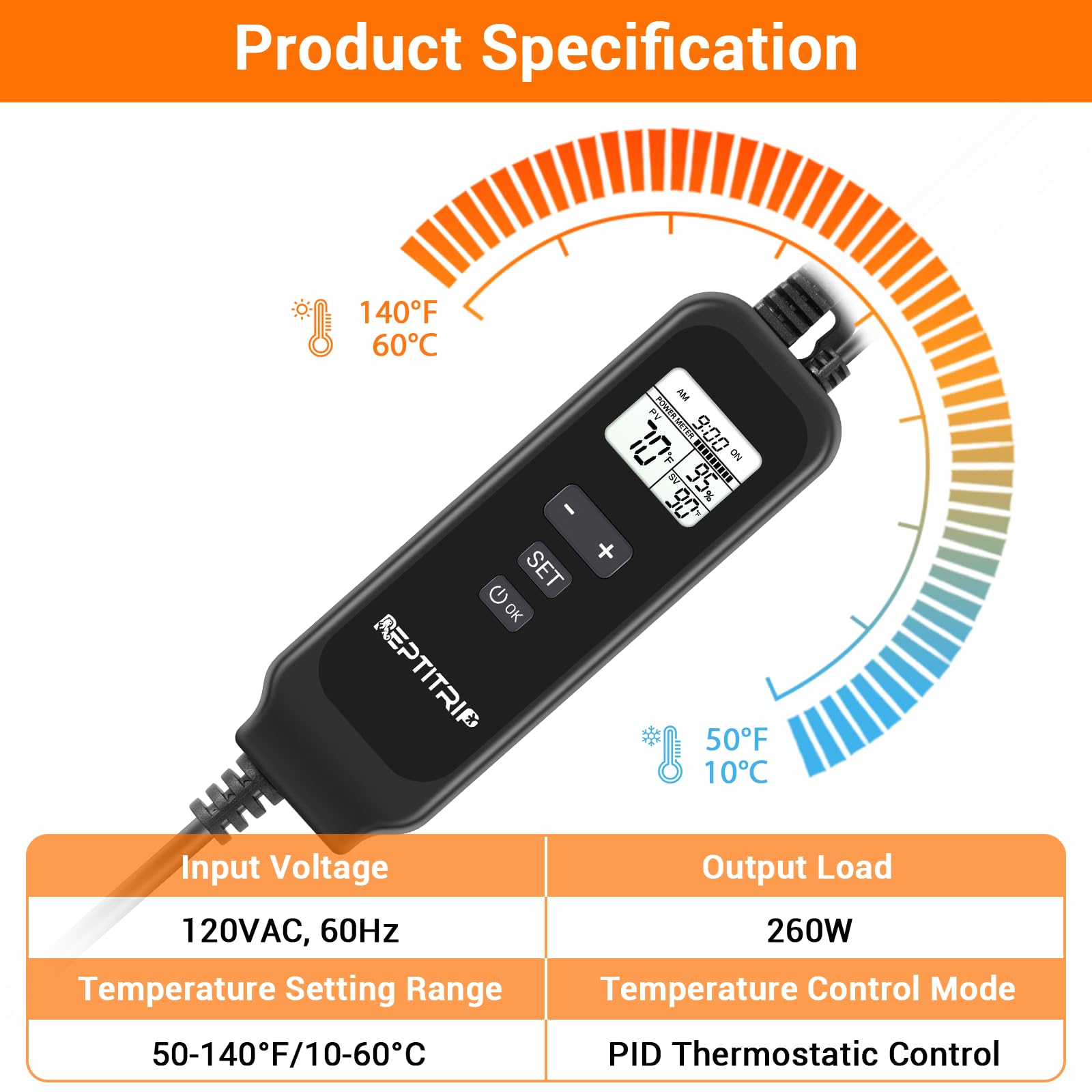 REPTITRIP reflector interior concentrates heat for efficient warmth