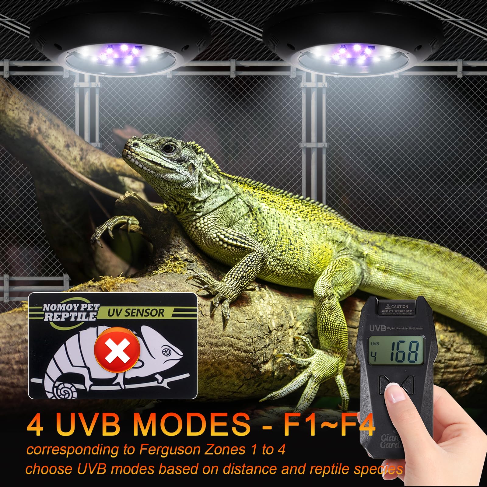REPTITRIP LED UVB lamp with twelve LED beads delivers steady illumination.