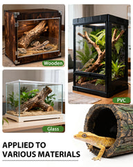 REPTITRIP magnetic terrarium hide mounts securely on glass, no drilling needed.