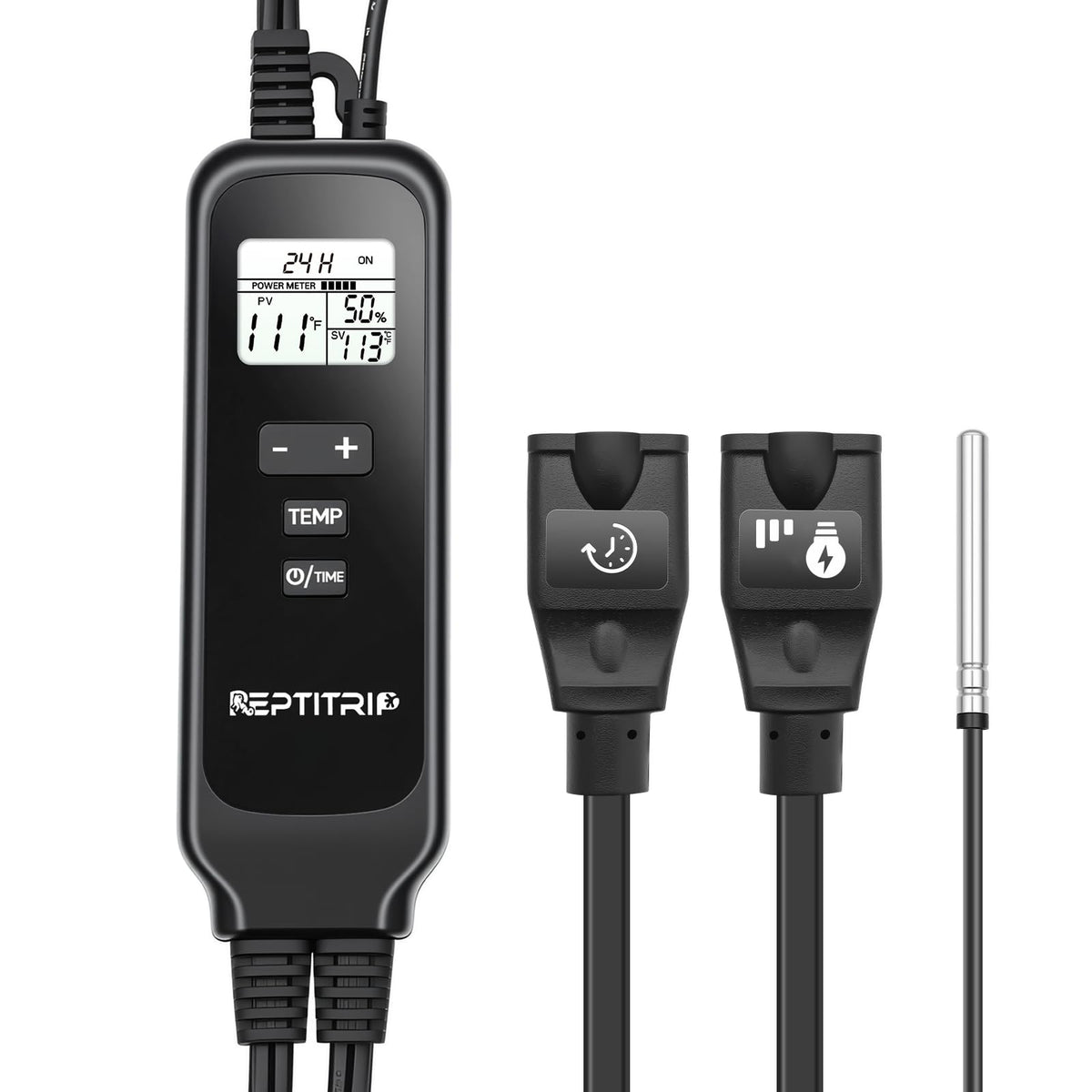 REPTITRIP PT02T two sockets enable dual heating control in reptile enclosures.