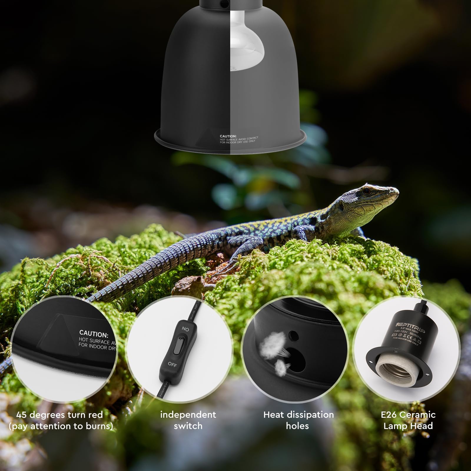 REPTITRIP heat lamp 100W with E26 base for reliable reptile warmth