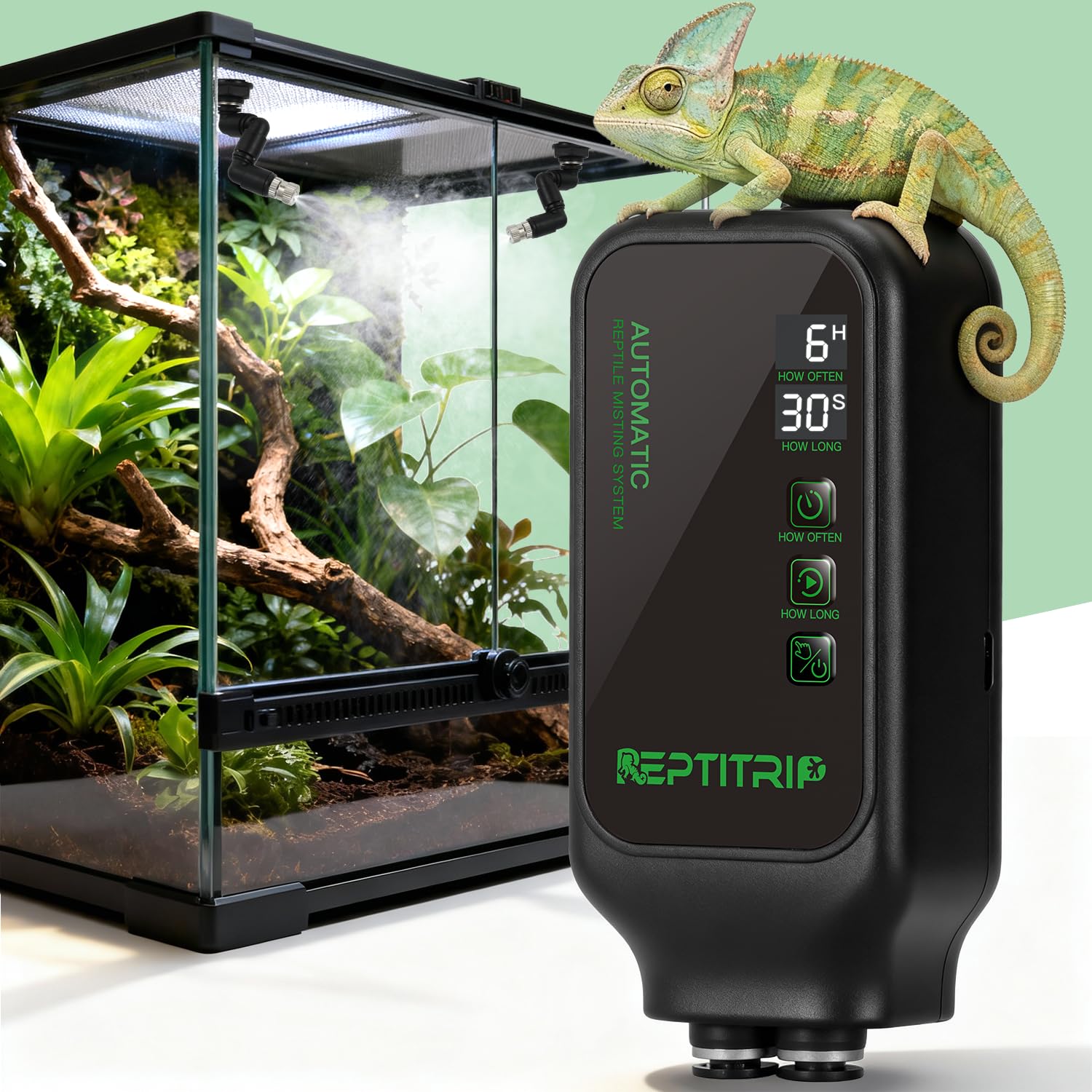 REPTITRIP reptile mister system timer lets you customize humidity scheduling
