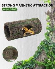REPTITRIP resin hollow log cave provides secure shelter for arboreal reptiles and amphibians.