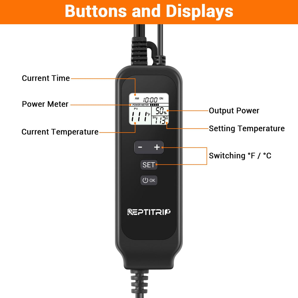 REPTITRIP toggle between Celsius and Fahrenheit for easy use