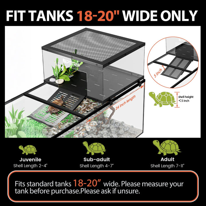 REPTITRIP Turtle Basking Platform side view highlights anti-escape panels for safety