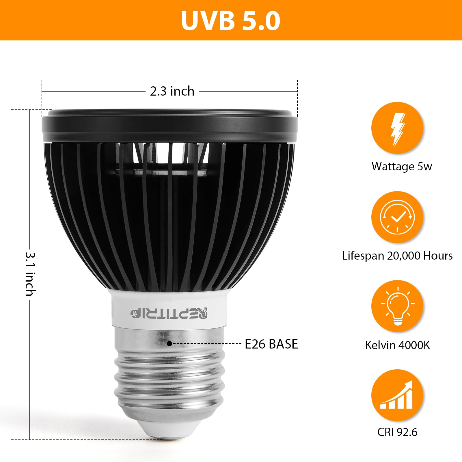 Low-heat design of REPTITRIP UVB Light with surface under 40°C
