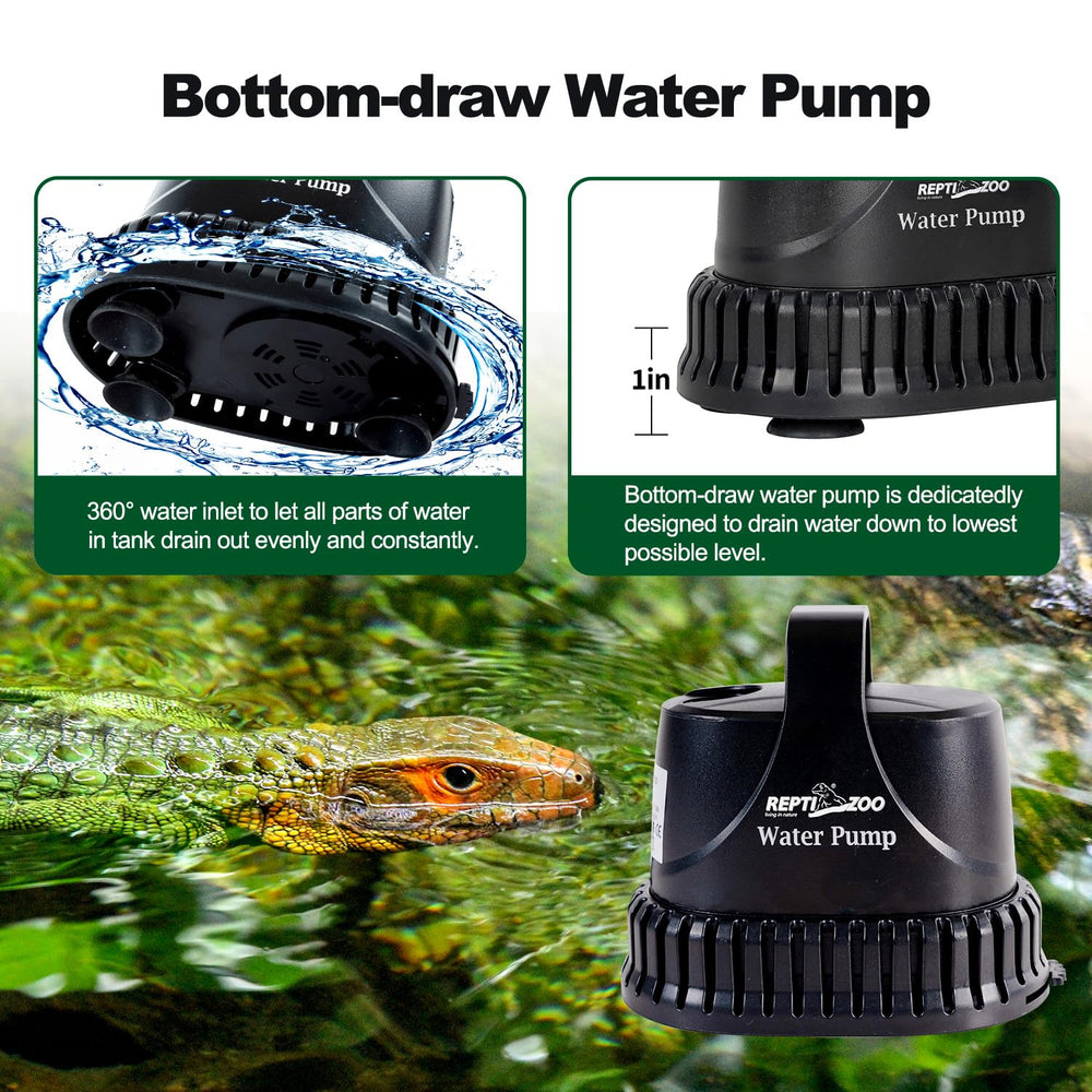 REPTIZOO 26W submersible pump in-tank setup for compact power