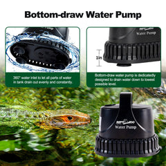 REPTIZOO 26W submersible pump in-tank setup for compact power