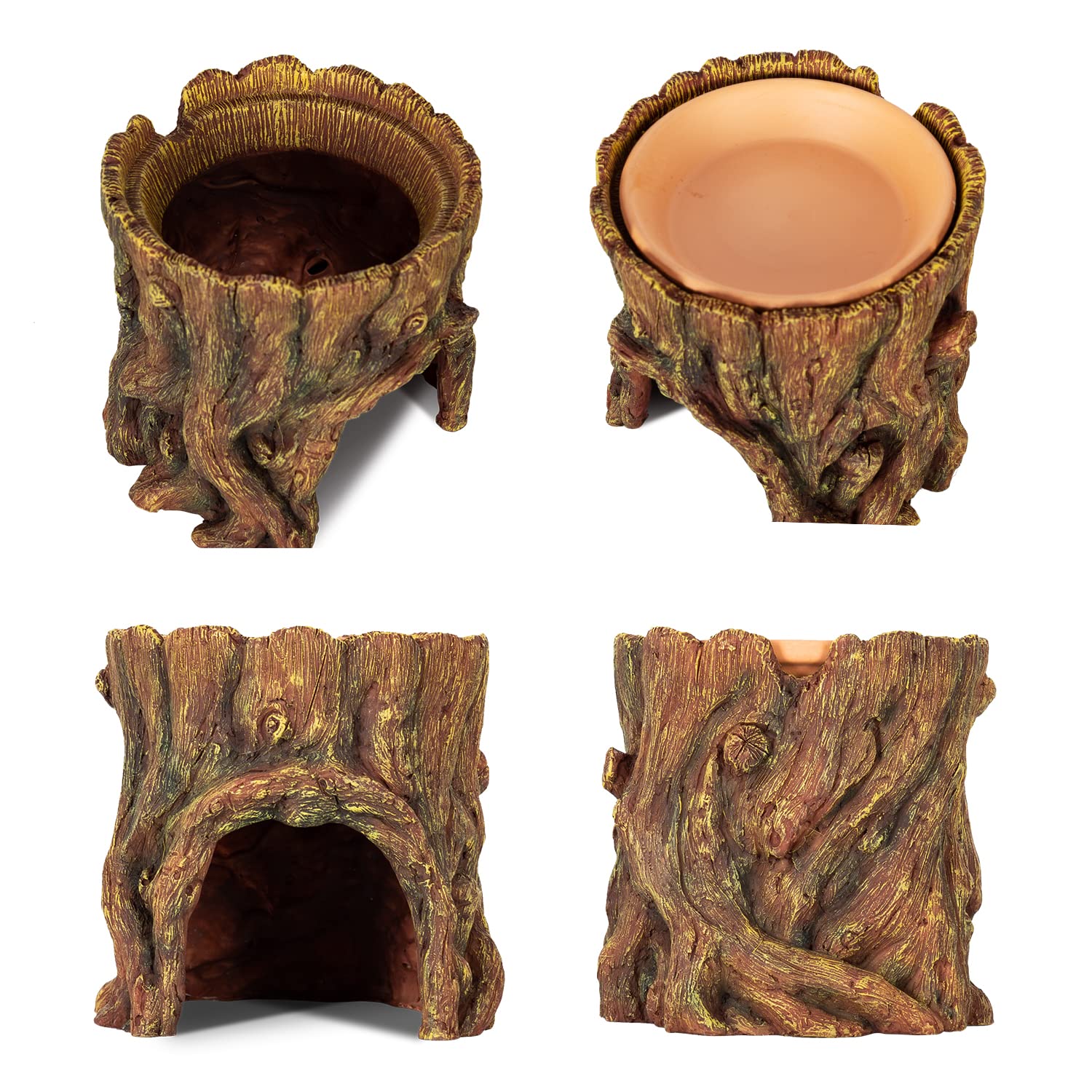 REPTIZOO clay water basin on top preserves humidity in enclosure and aids hydration