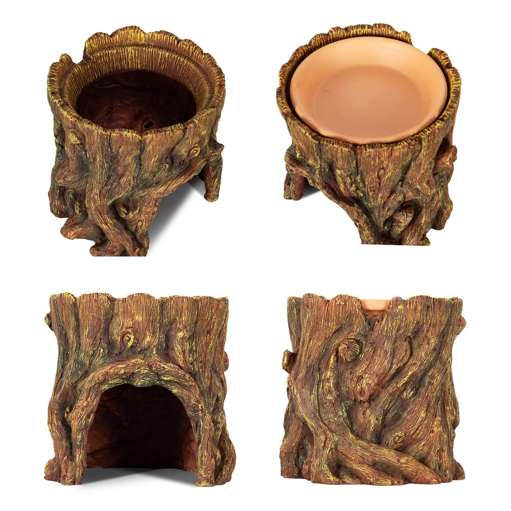 REPTIZOO clay water basin on top preserves humidity in enclosure and aids hydration