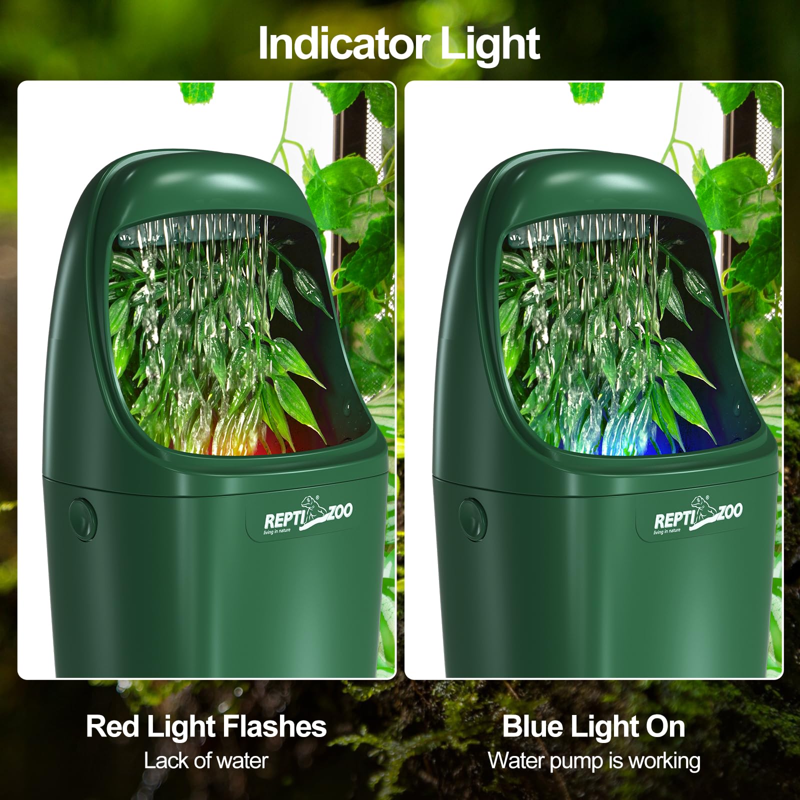 REPTIZOO dual filtration system visual on the dispenser