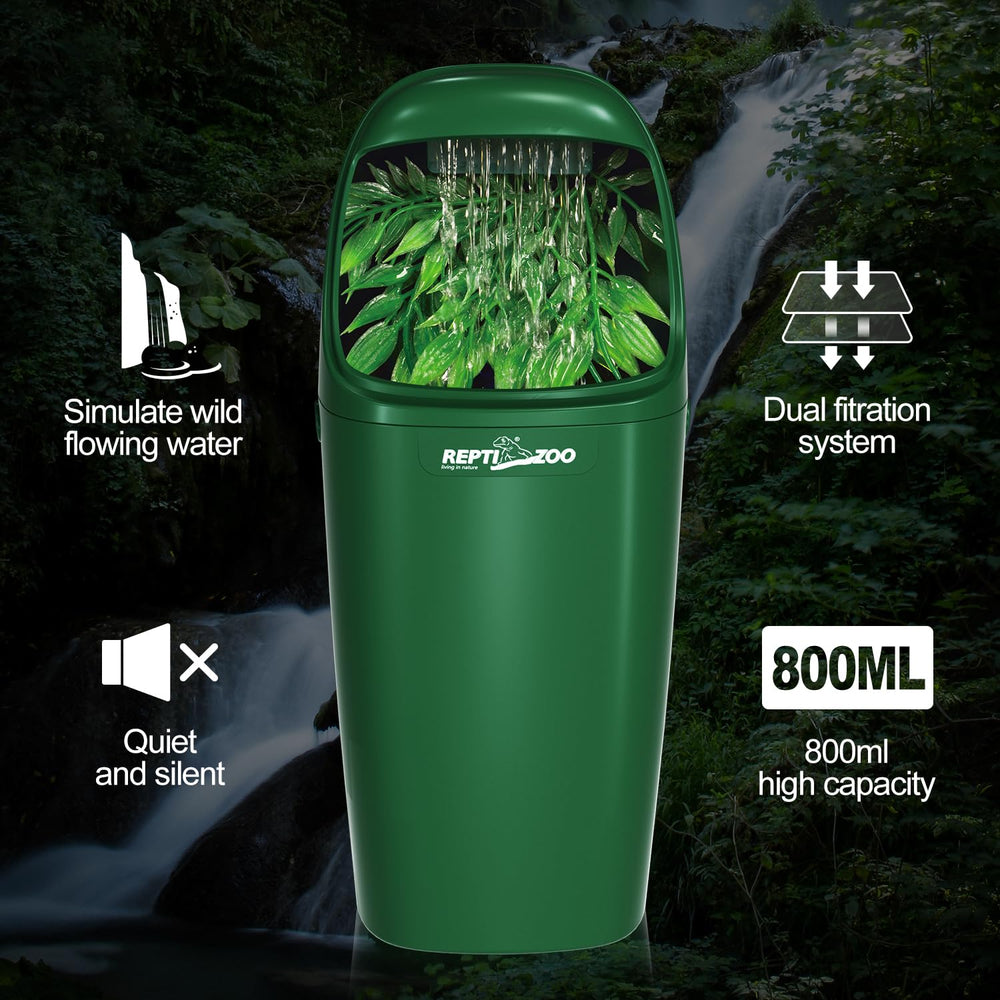 REPTIZOO Dual filtration system keeps water clean and safe