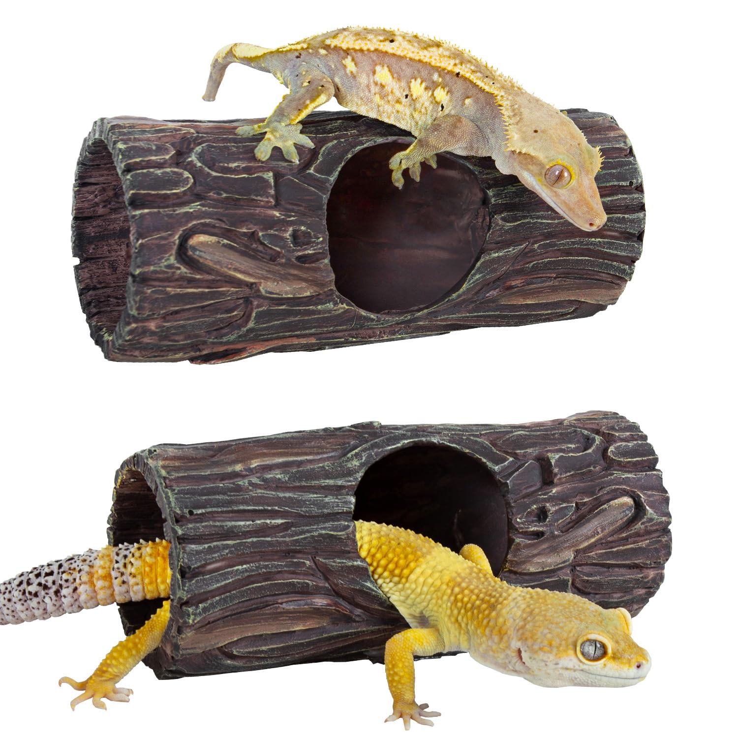 REPTIZOO durable tree trunk hide enhances terrarium realism