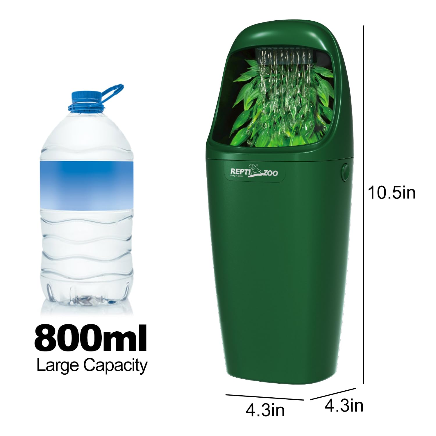 REPTIZOO water flows from leaves to encourage natural drinking