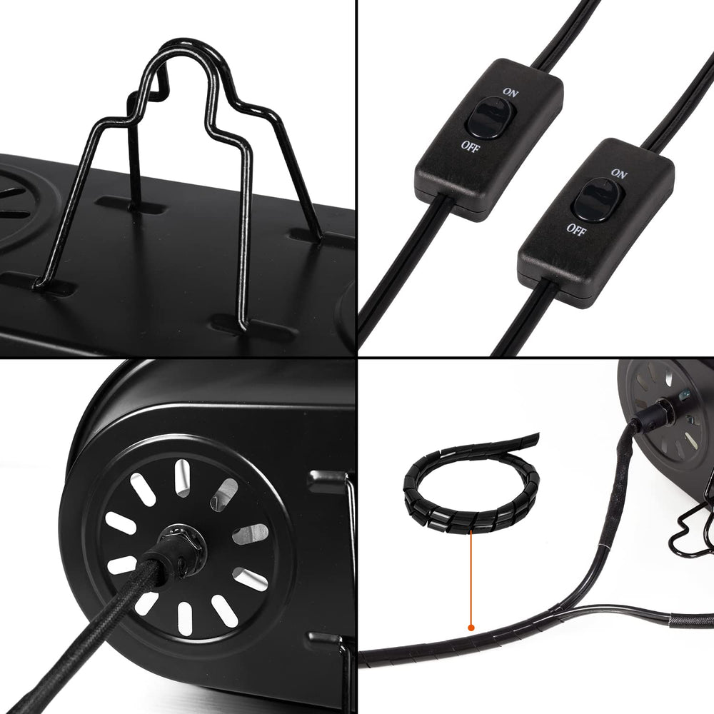 REPTI ZOO hanging hook and long cable simplify setup and cable management.