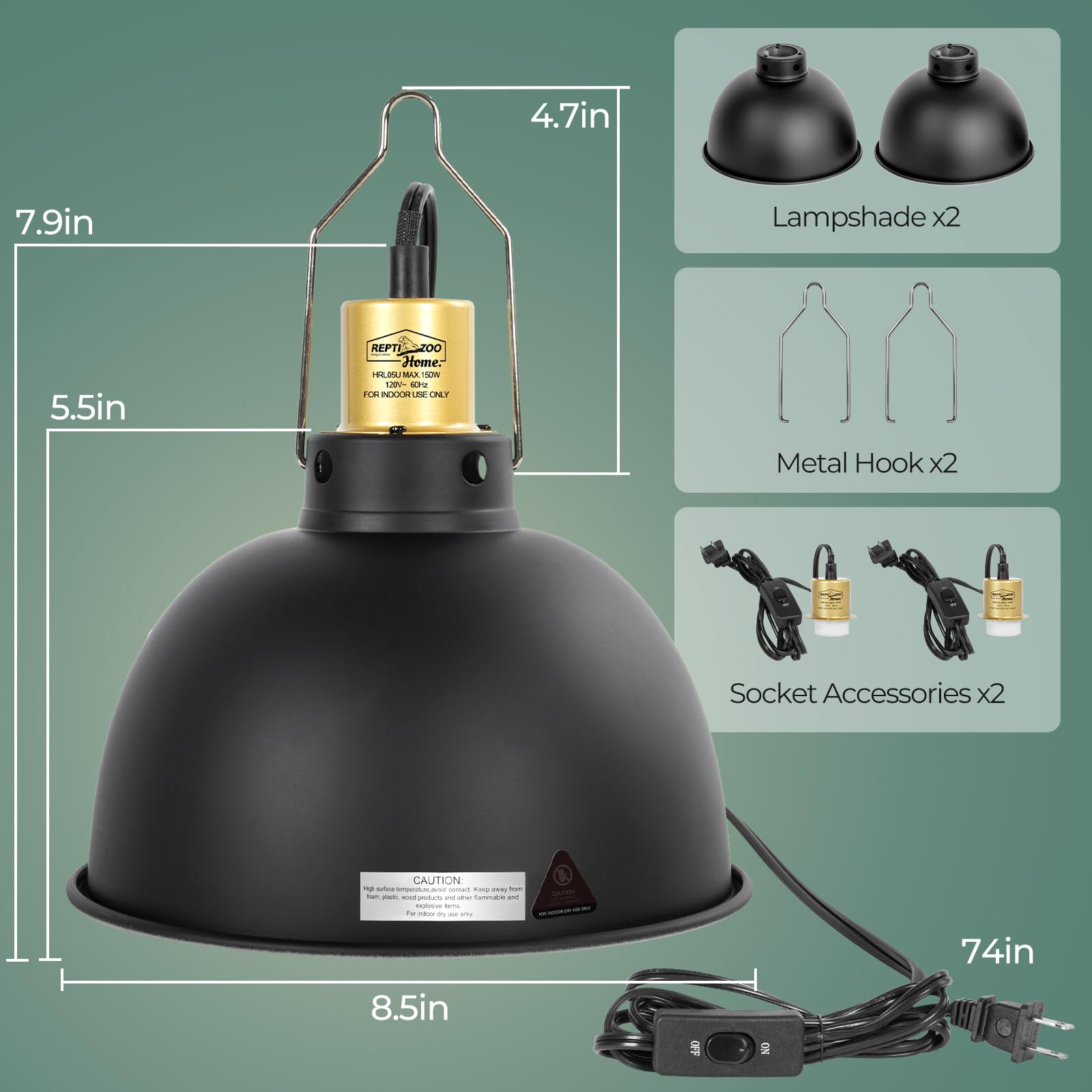 REPTIZOO HOME eight point five inch deep dome concentrates heat for basking