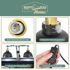 REPTIZOO HOME independent switches on each fixture for easy control