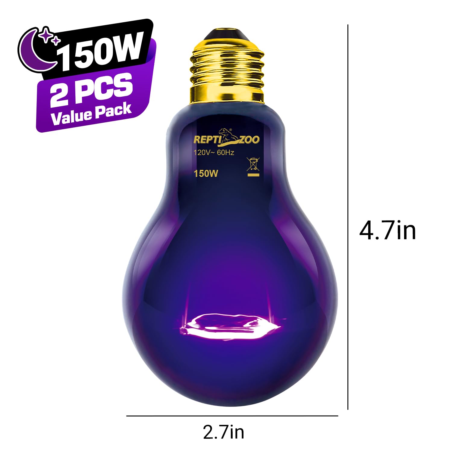 REPTIZOO infrared moonlight bulb delivers gentle nighttime warmth.