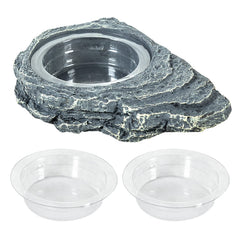 REPTIZOO magnetic feeder ledge with three cups for convenient reptile meals.