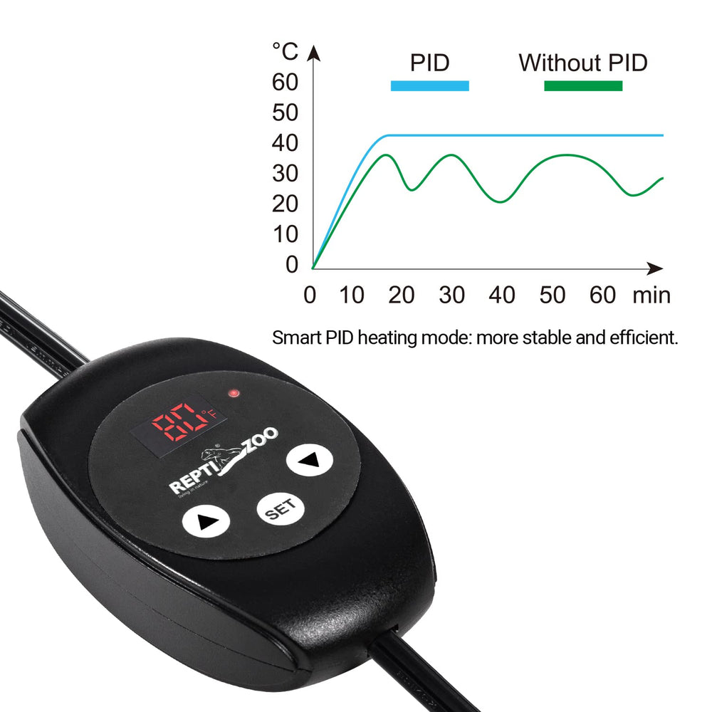 REPTIZOO memory function helps recall preferred temperatures for repeatable care.