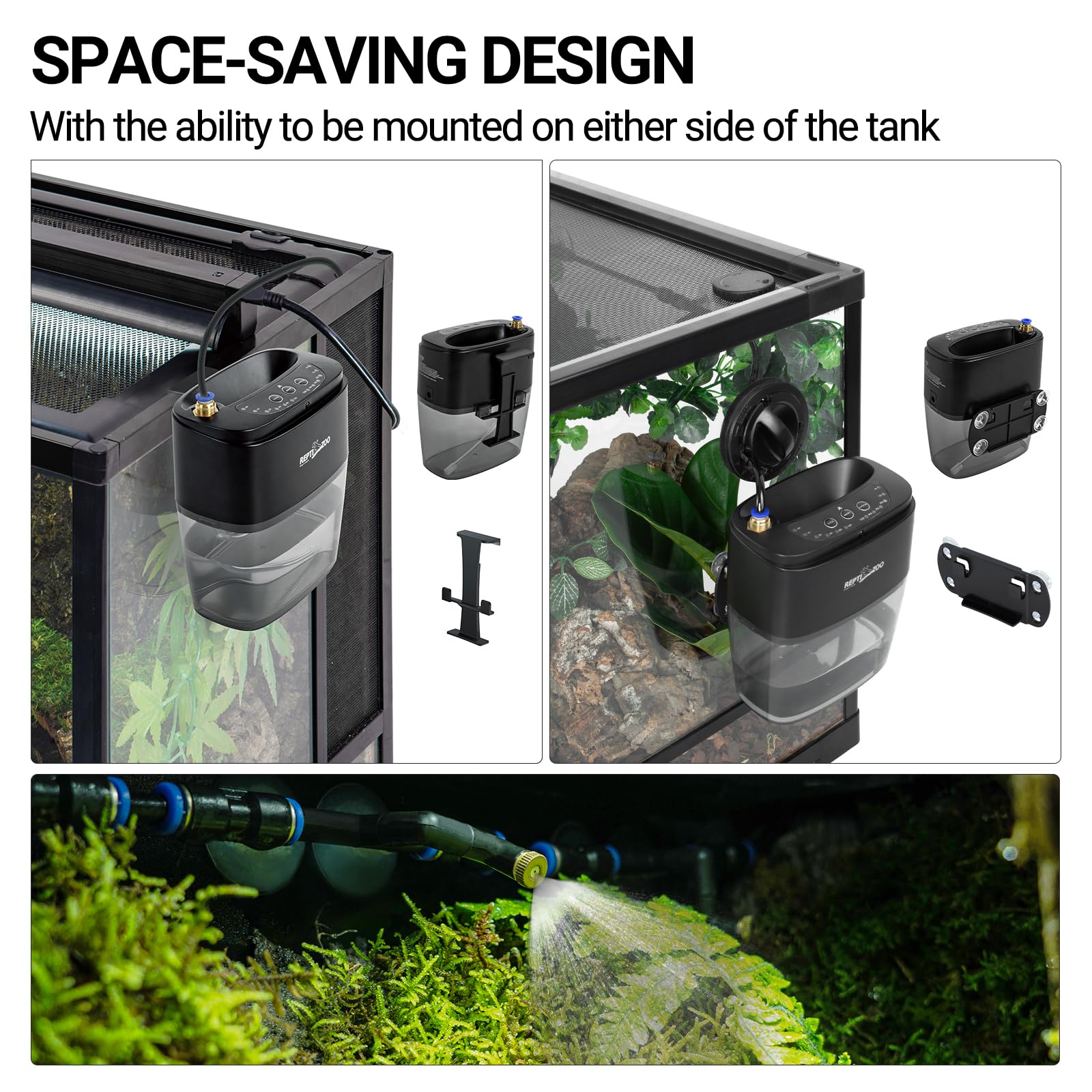 REPTI ZOO mister fogger installed in terrarium with external mount