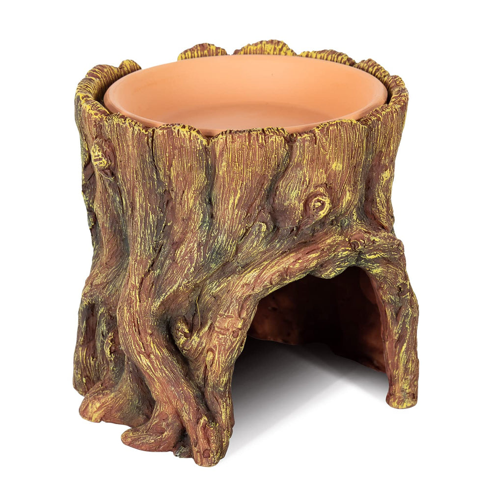 REPTIZOO reptile hide cave with resin moisture provides shelter and humidity for shedding