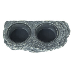 Rock-like REPTIZOO feeder ledge blending into terrarium decor