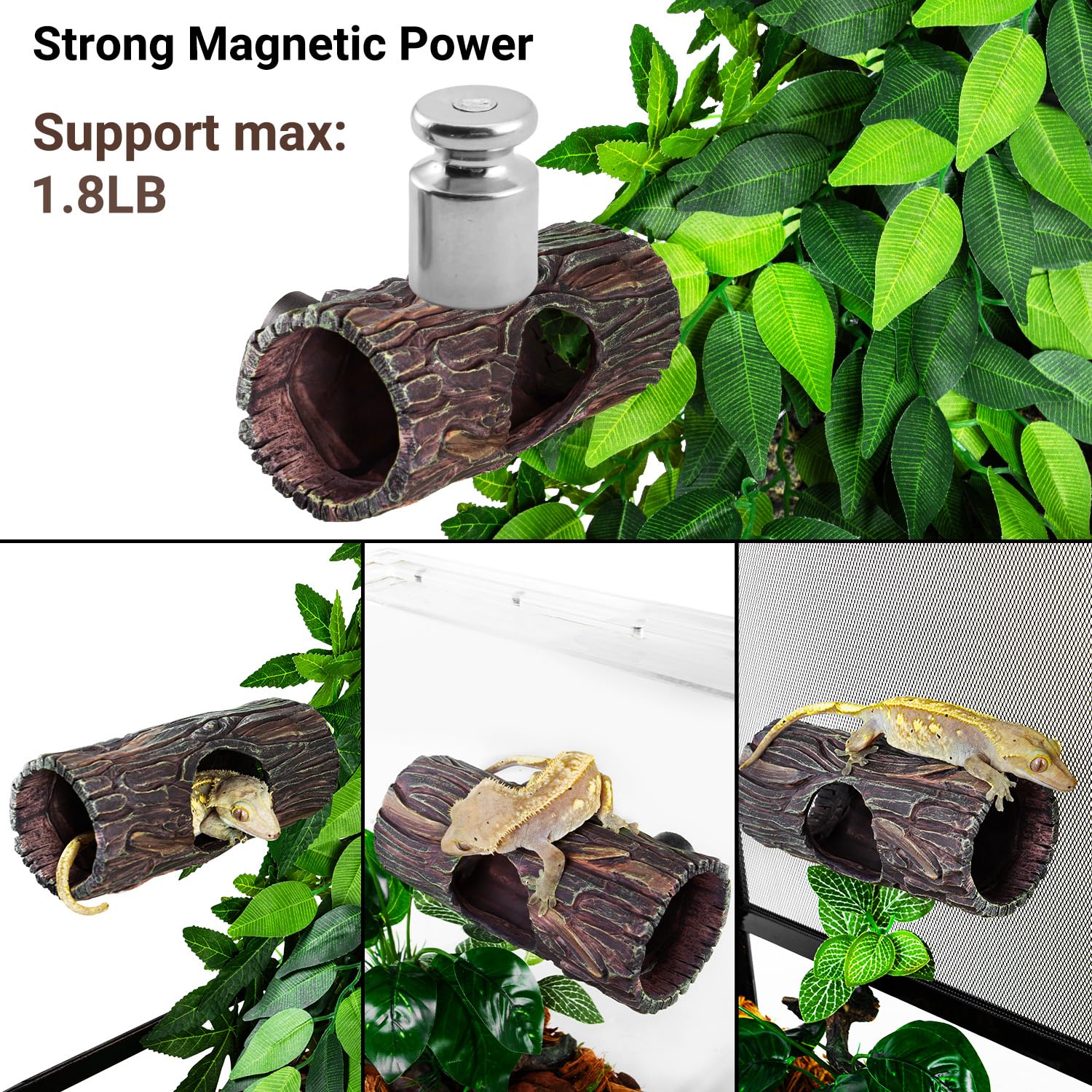 REPTIZOO strong magnet keeps the hide securely attached to glass surfaces