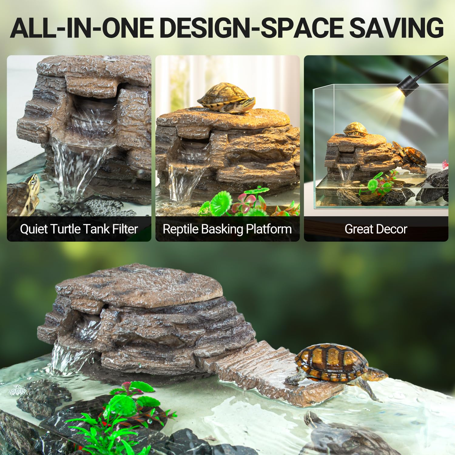 REPTI ZOO turtle-filter-compact-design fits small terrariums without crowding.