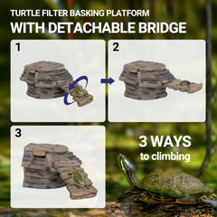 REPTI ZOO turtle-filter-ramps-climbing enables easy access for curious turtles.