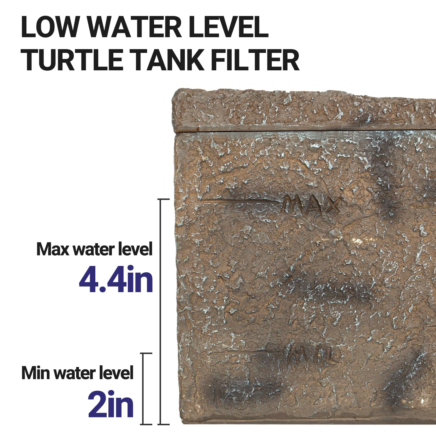 REPTI ZOO turtle-filter-equipped-decor blends with tank decor while filtering impurities.