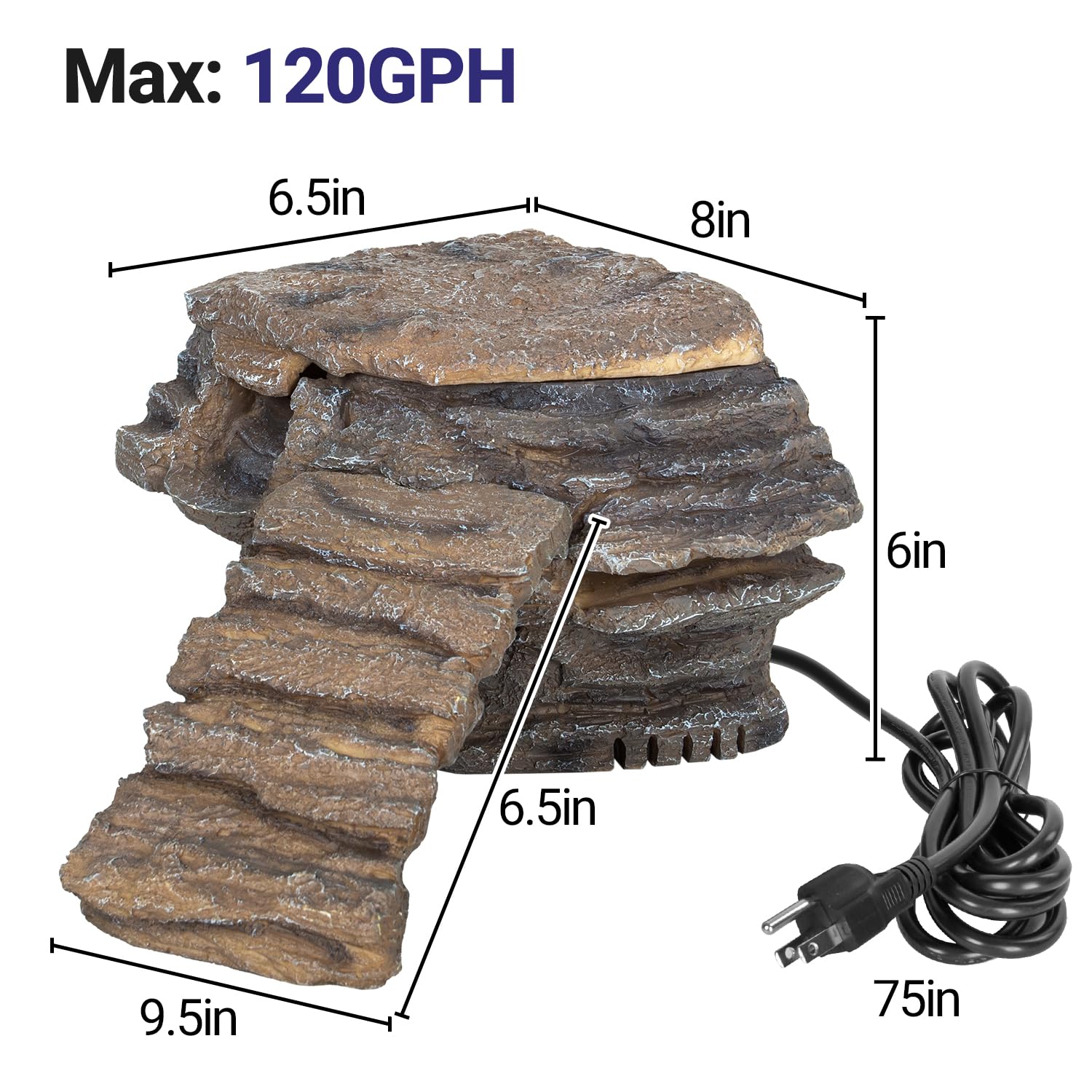 REPTI ZOO turtle-filter-waterfall shows a gentle cascade for a calming tank ambiance.