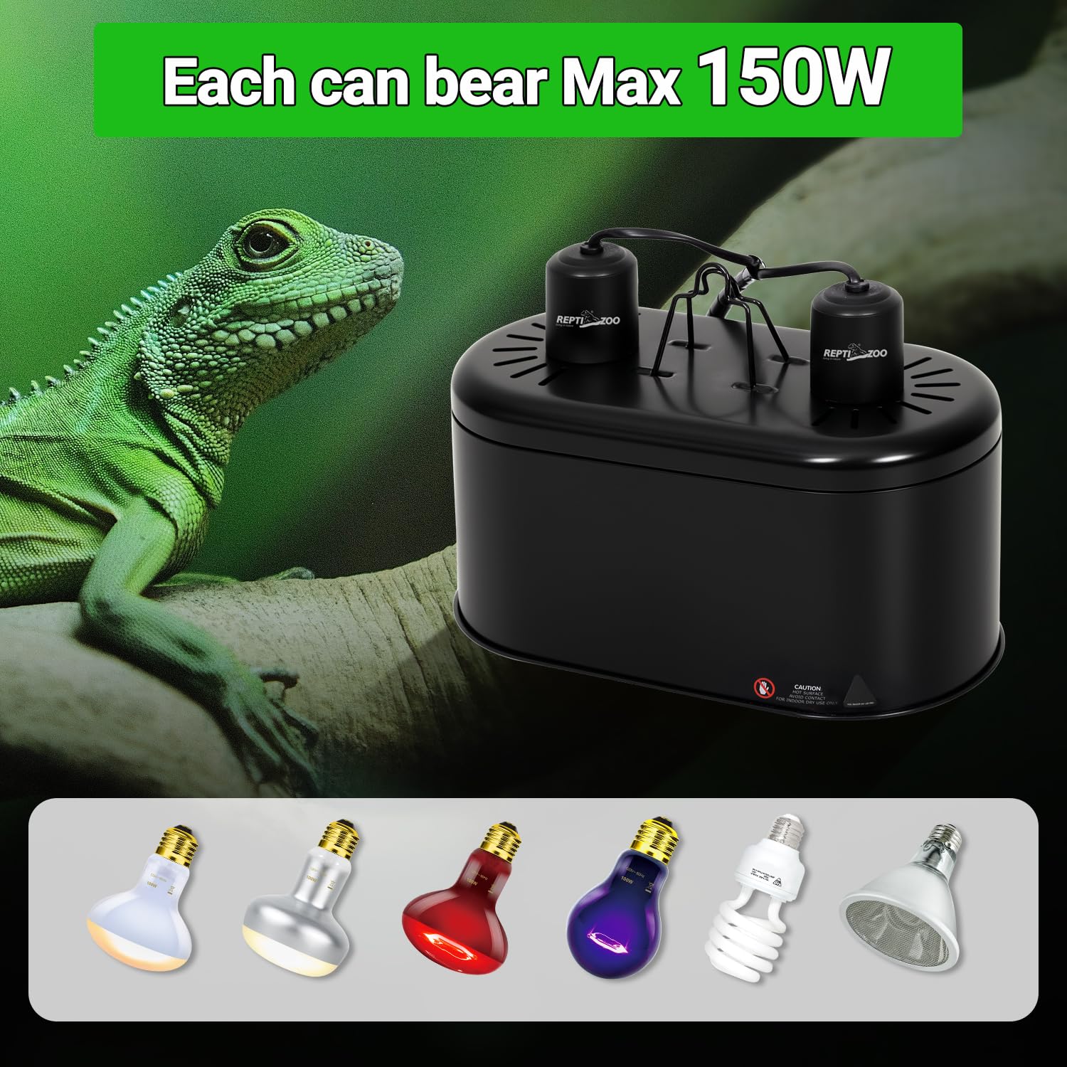 REPTI ZOO two independent switches offer flexible lamp control.