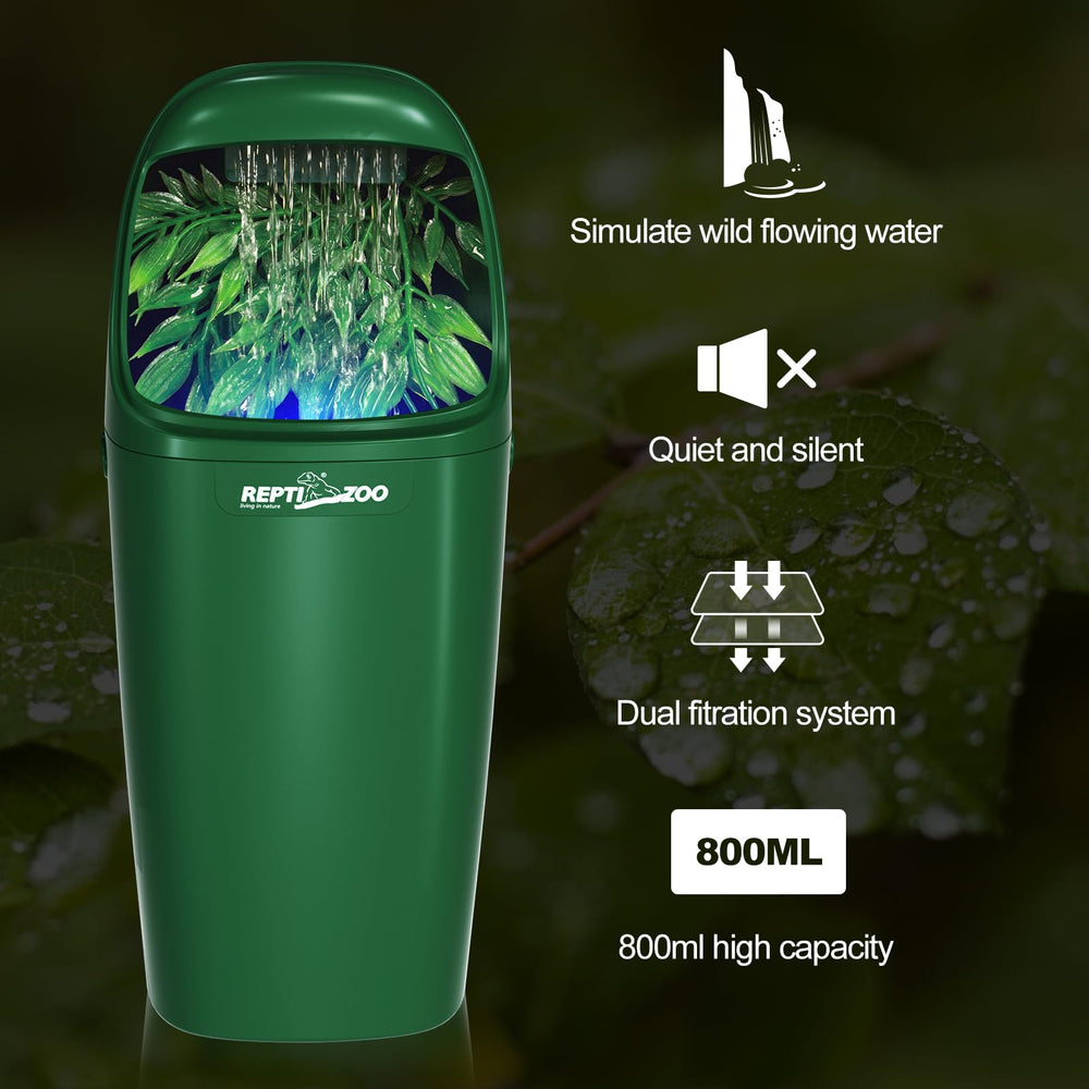 REPTIZOO ultra-quiet pump operating quietly in a terrarium