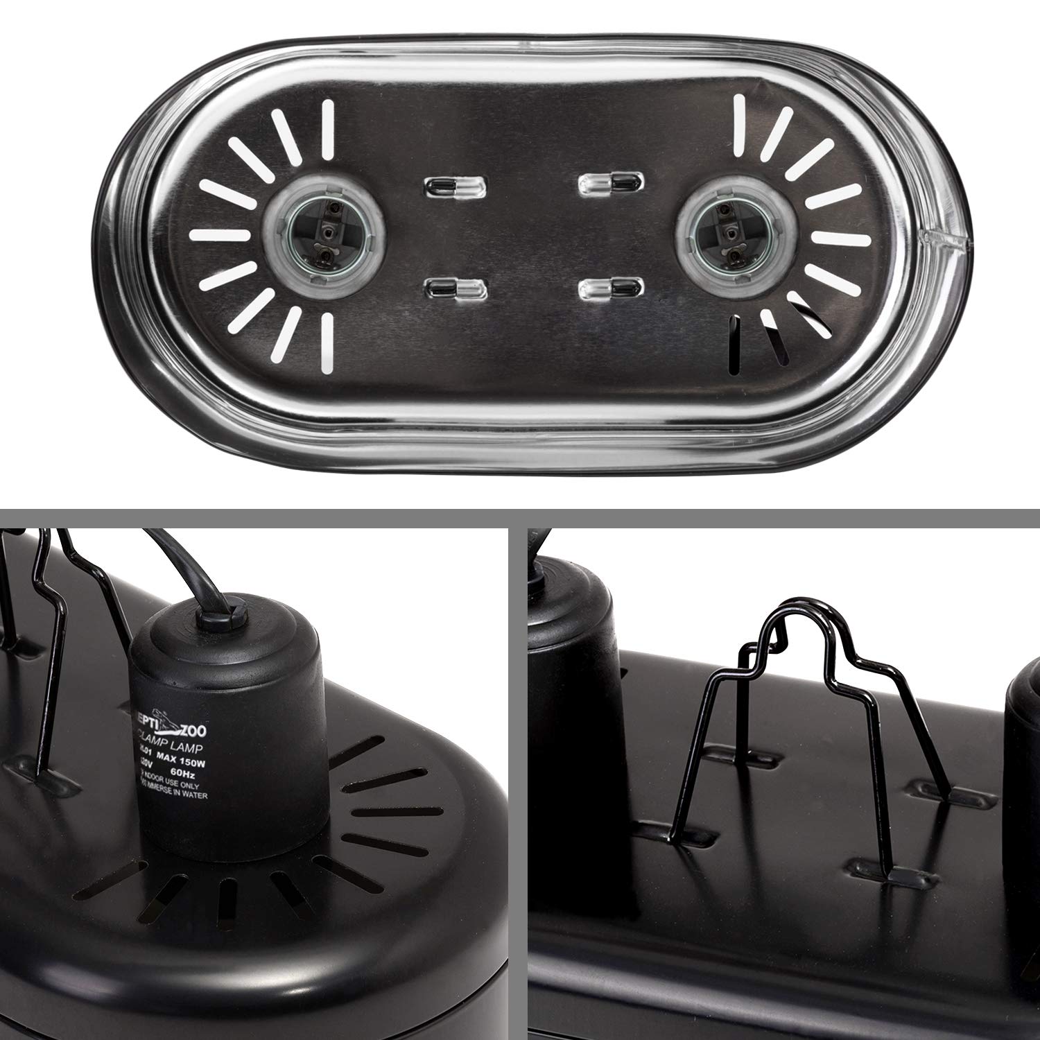 REPTI ZOO UVB UVA compatible cap supports basking light options.